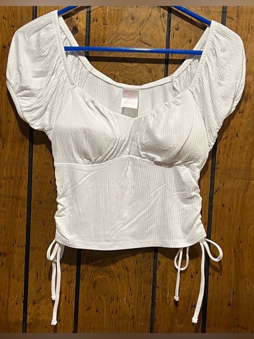 No Boundaries NWT White Ribbed Tie-Hem Crop Top size S(3-5)